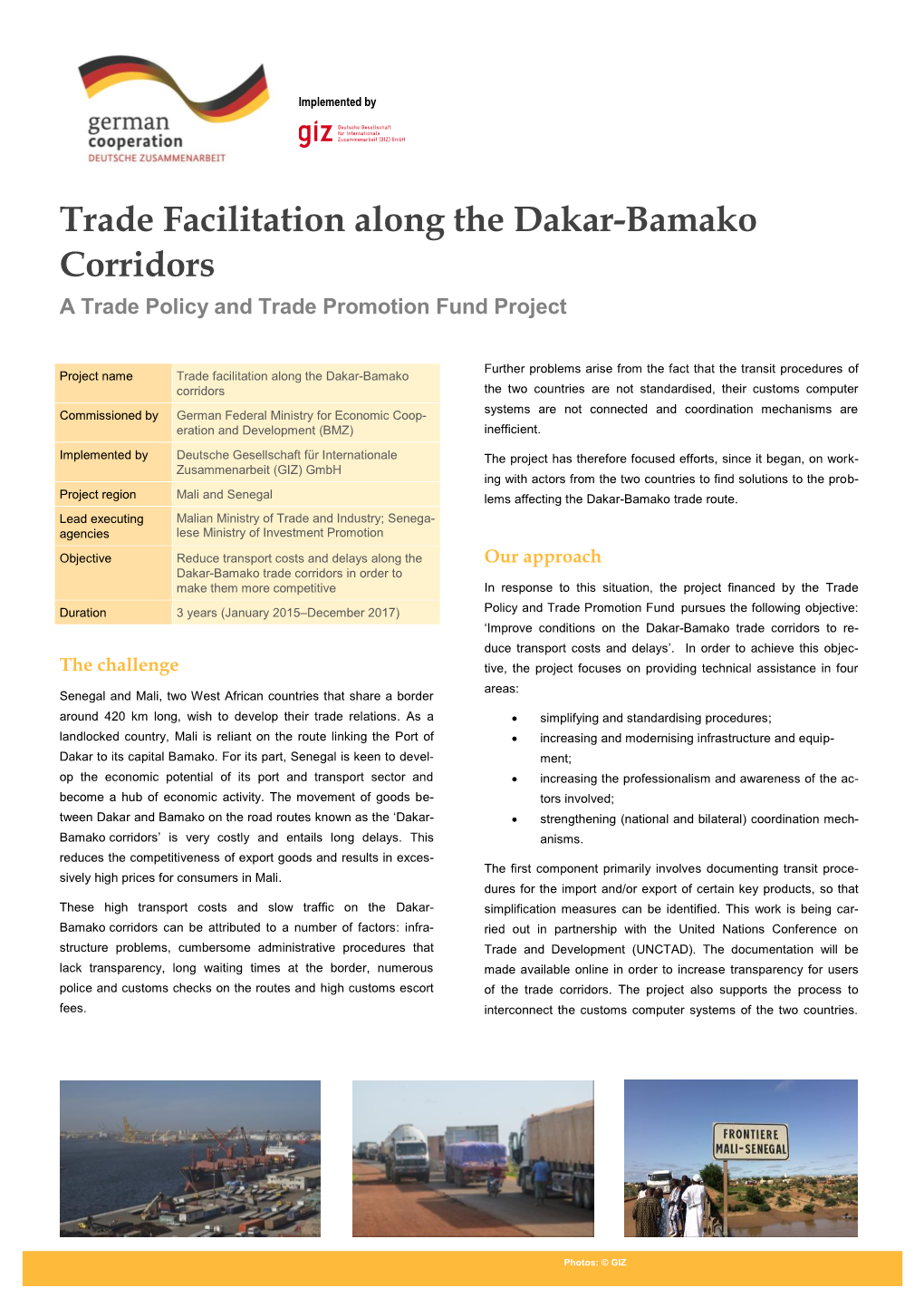 Factsheet Korridor Dakar-Bamako