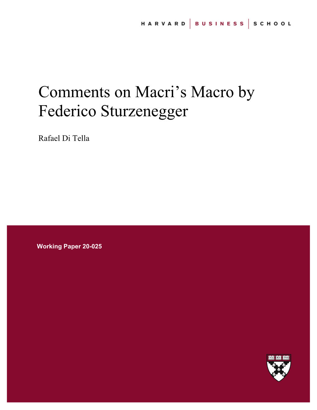 Comments on Macri's Macro by Federico Sturzenegger