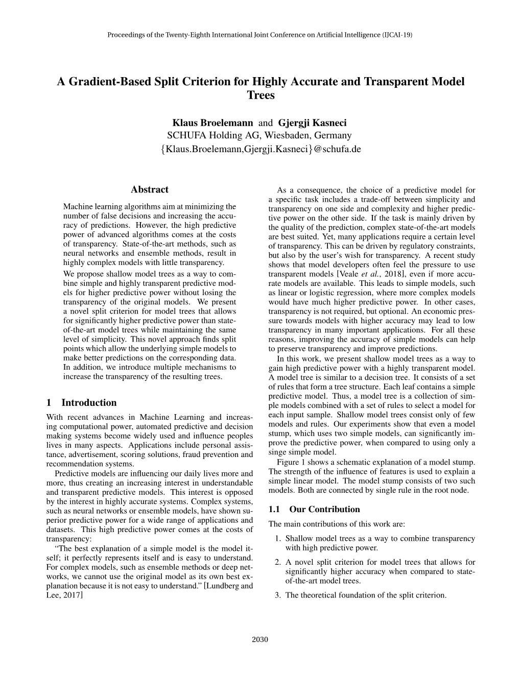 A Gradient-Based Split Criterion for Highly Accurate and Transparent Model Trees