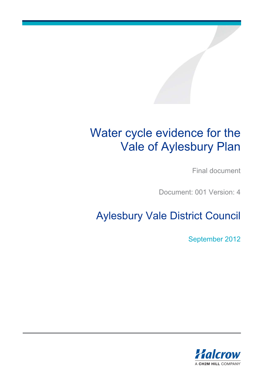 Water Cycle Evidence for the Vale of Aylesbury Plan