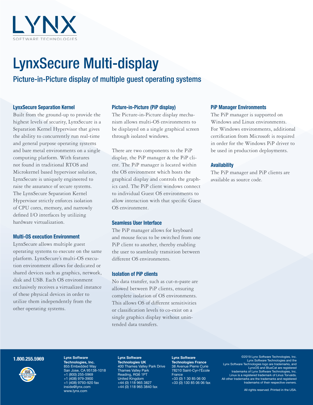 Lynxsecure Multi-Display Picture-In-Picture Display of Multiple Guest Operating Systems