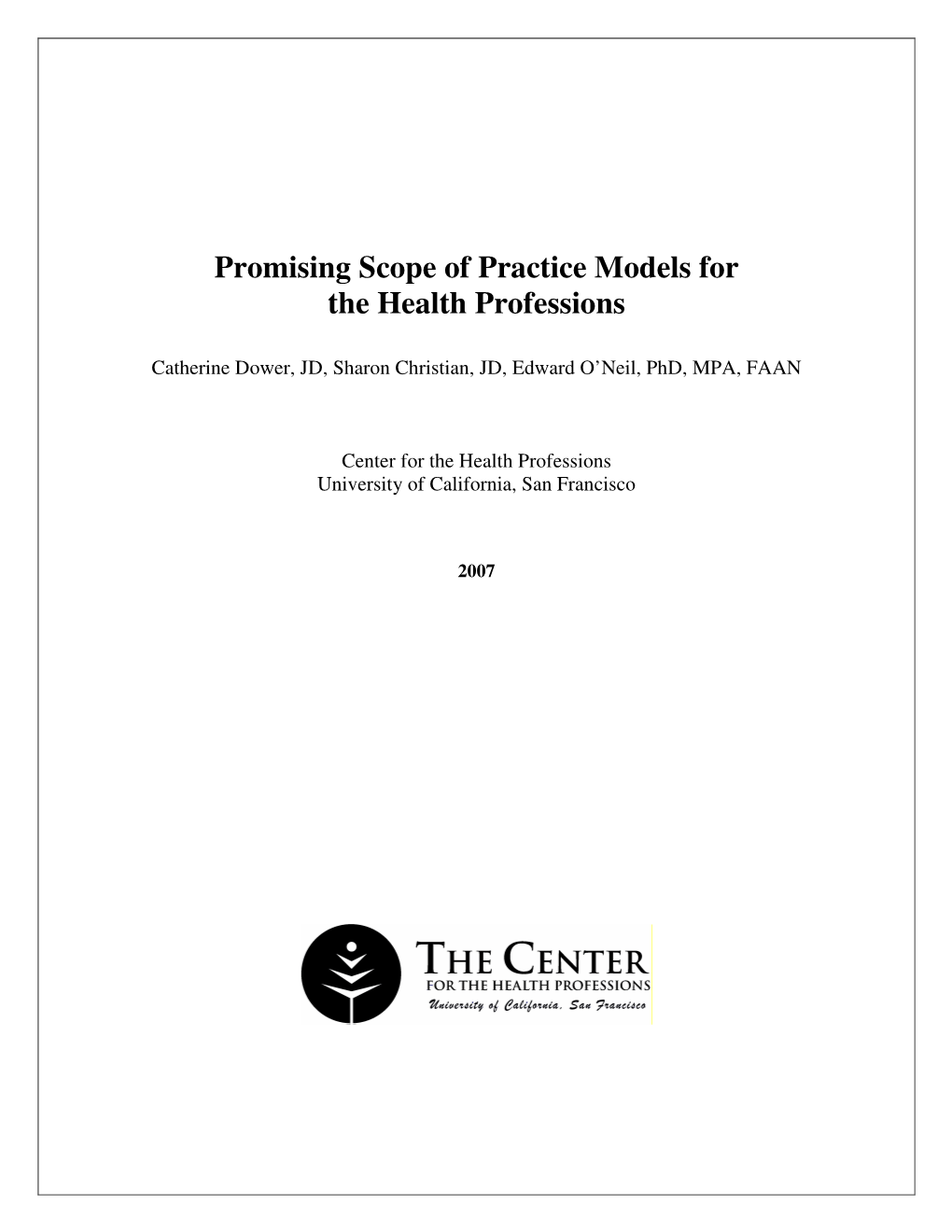 Promising Scope of Practice Models for the Health Professions