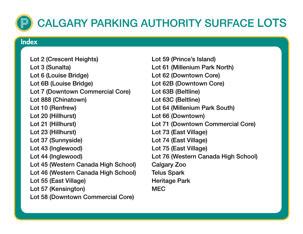 Calgary Parking Authority Surface Lots