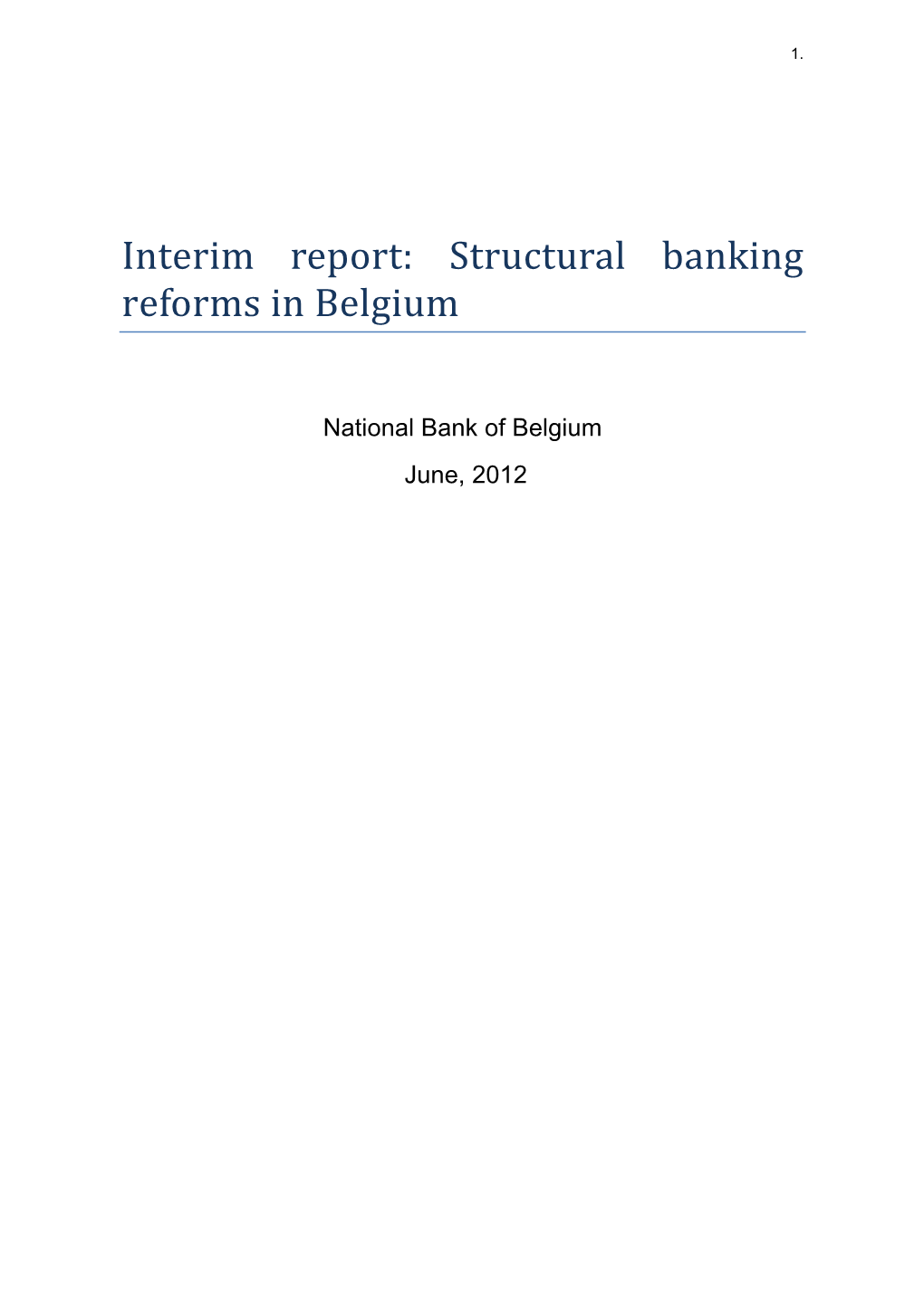 Structural Banking Reforms in Belgium