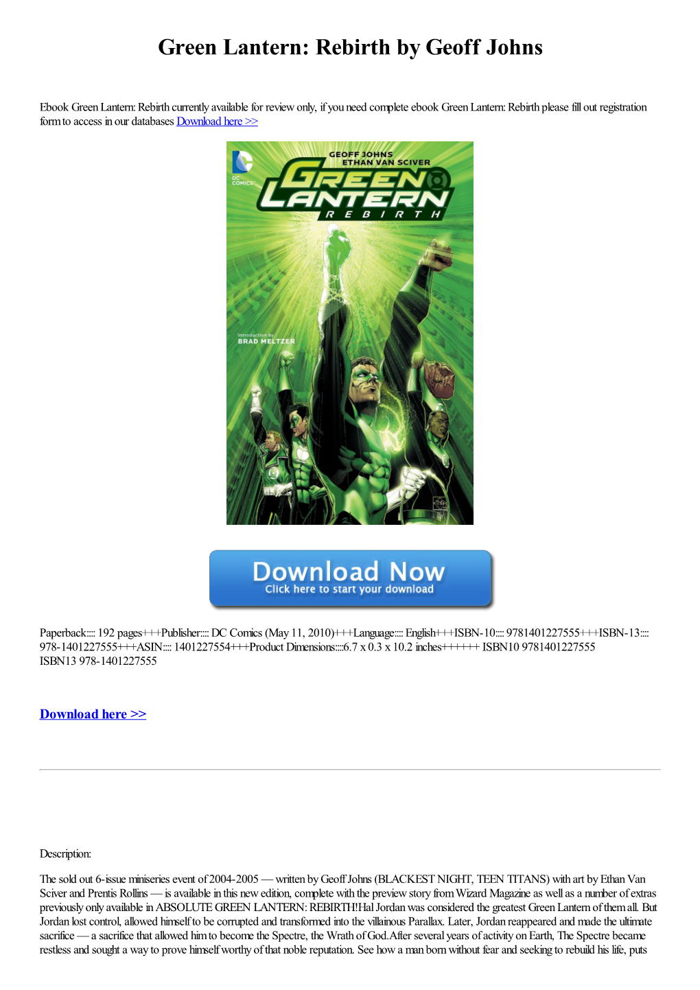 Green Lantern: Rebirth by Geoff Johns