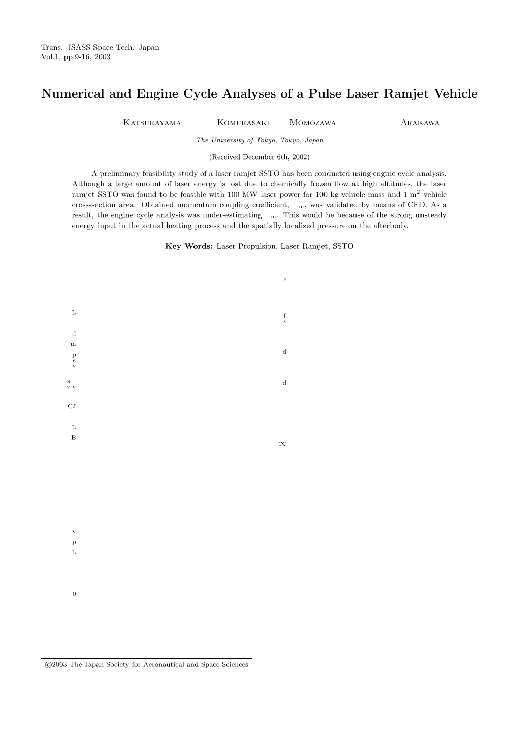 Numerical and Engine Cycle Analyses of a Pulse Laser Ramjet Vehicle