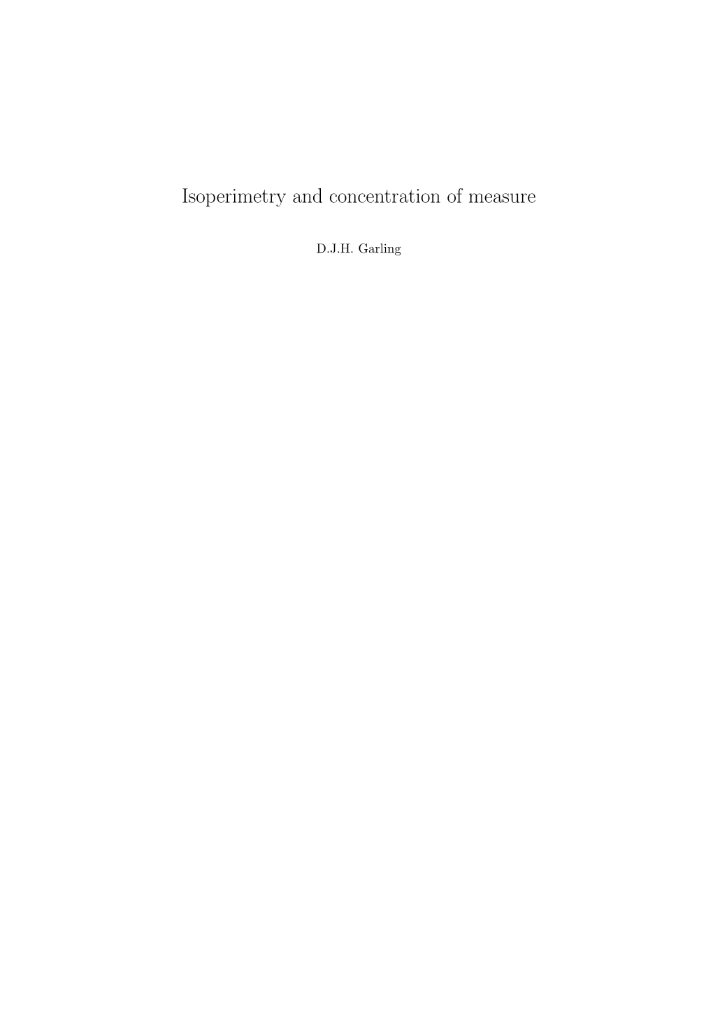 Isoperimetry and Concentration of Measure