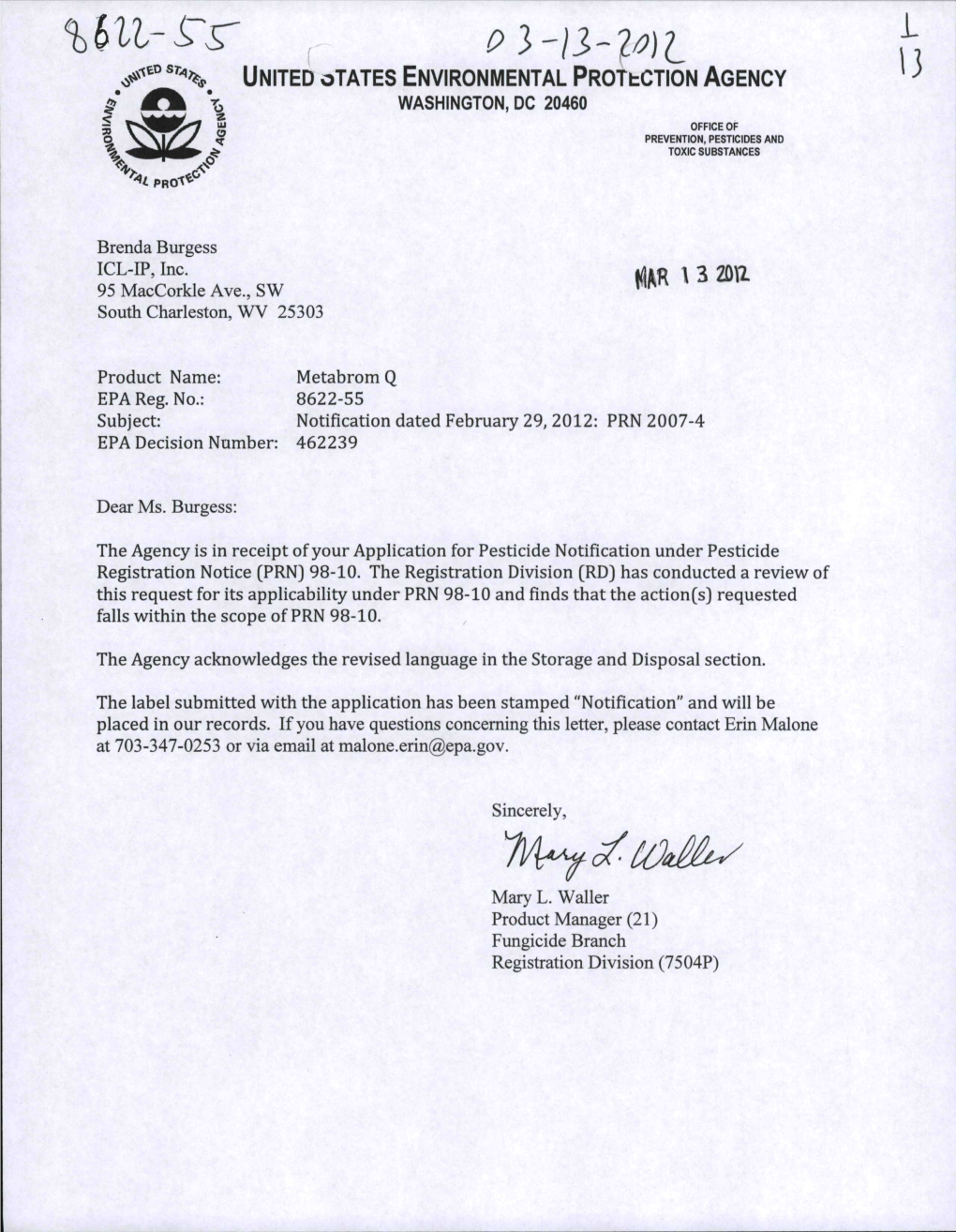 US EPA, Pesticide Product Label, METABROM Q, 03/13/2012