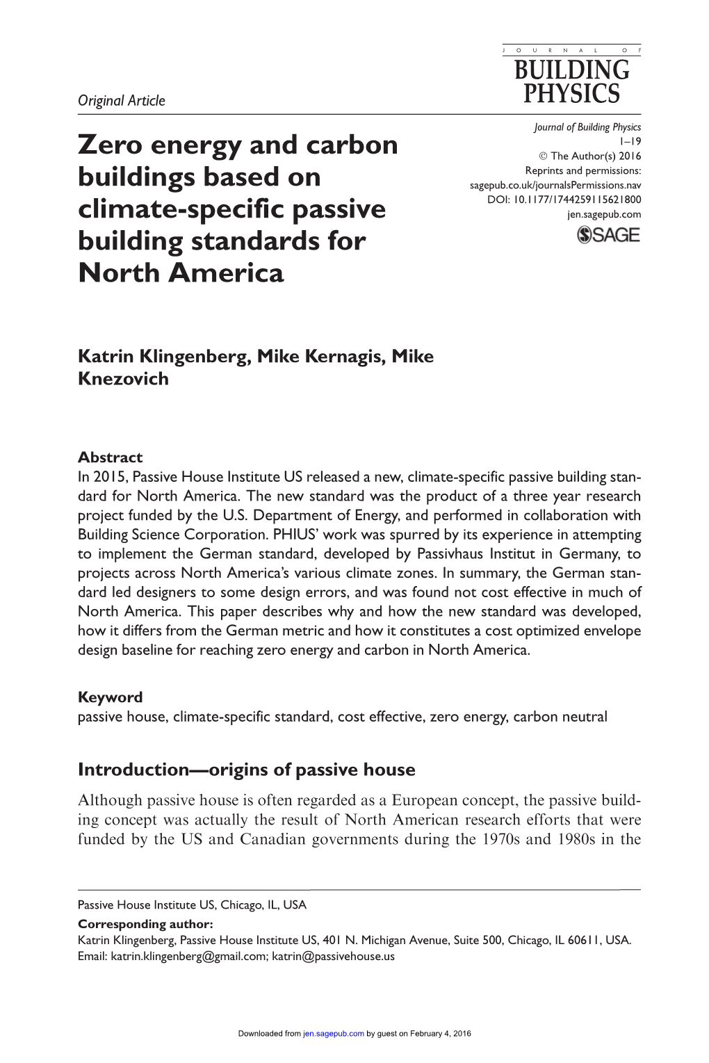 Zero Energy and Carbon Buildings Based on Climate-Specific Passive