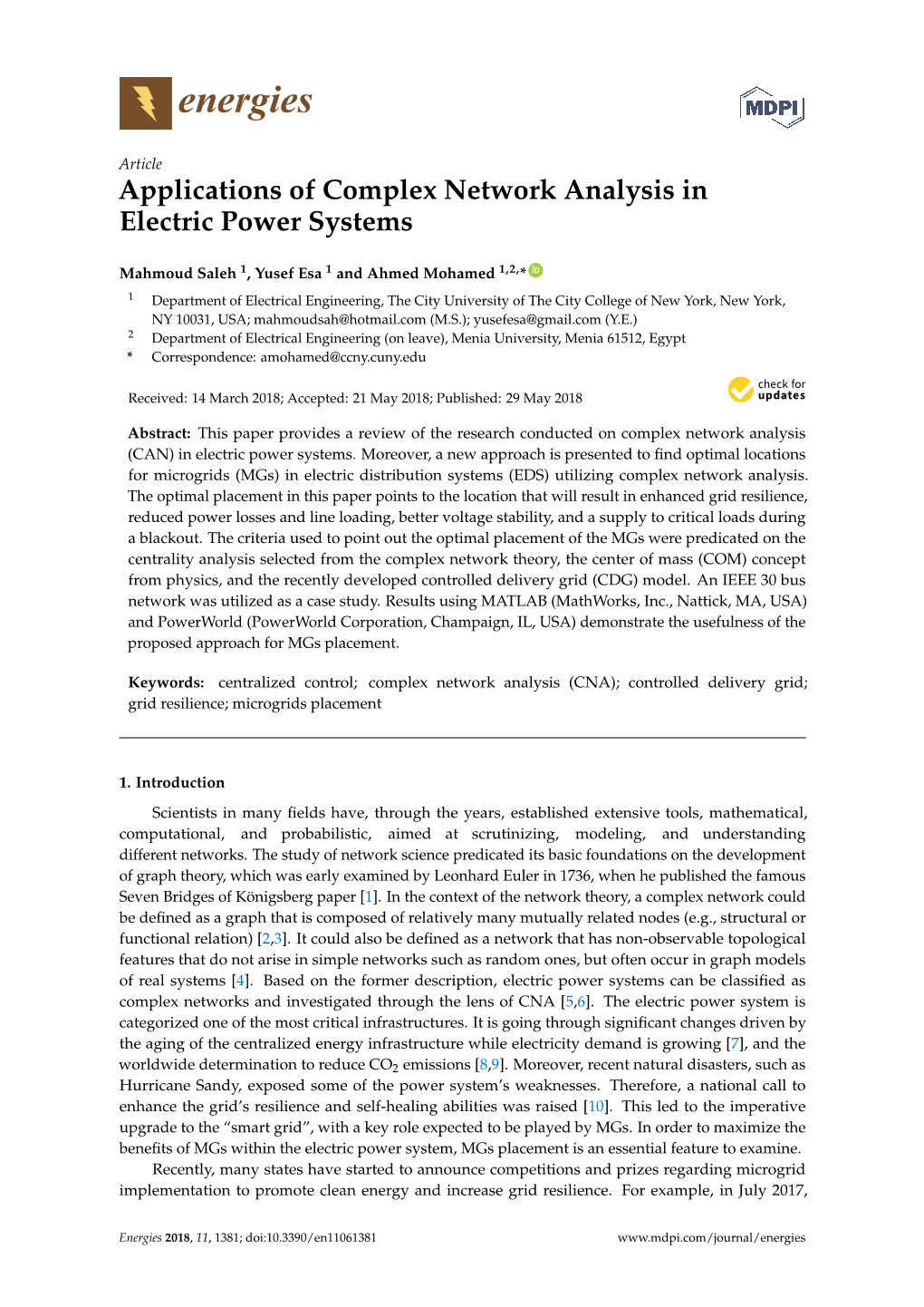 Applications of Complex Network Analysis in Electric Power Systems
