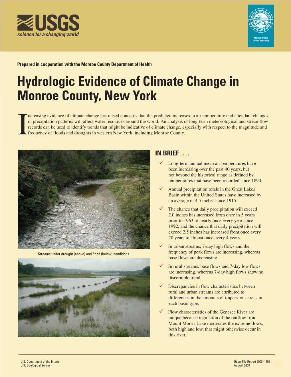 Hydrologic Evidence of Climate Change in Monroe County, New York
