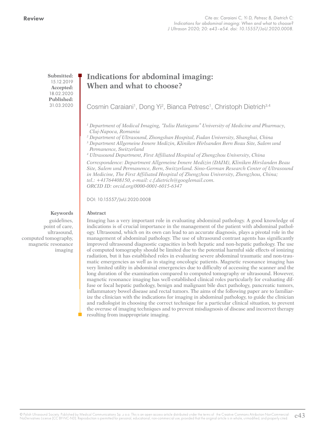 Indications for Abdominal Imaging: When and What to Choose?