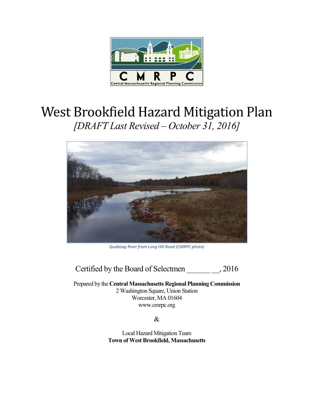 West Brookfield Hazard Mitigation Plan [DRAFT Last Revised – October 31, 2016]