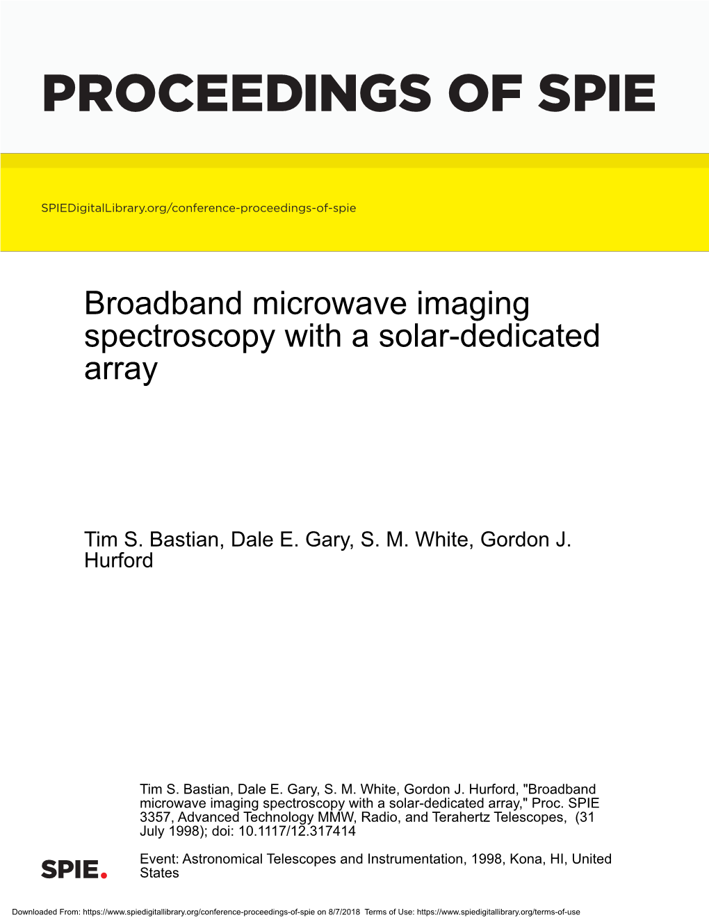 Broad-Band Microwave Imaging Spectroscopy with a Solar-Dedicated Array
