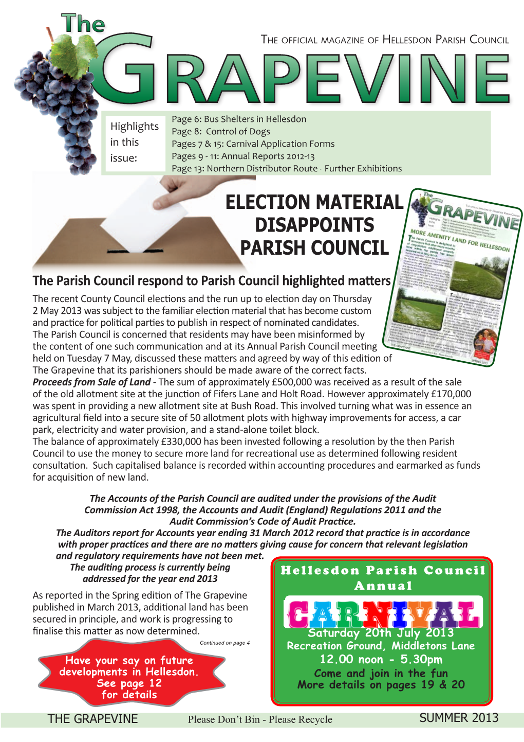 Election Material Disappoints Parish Council