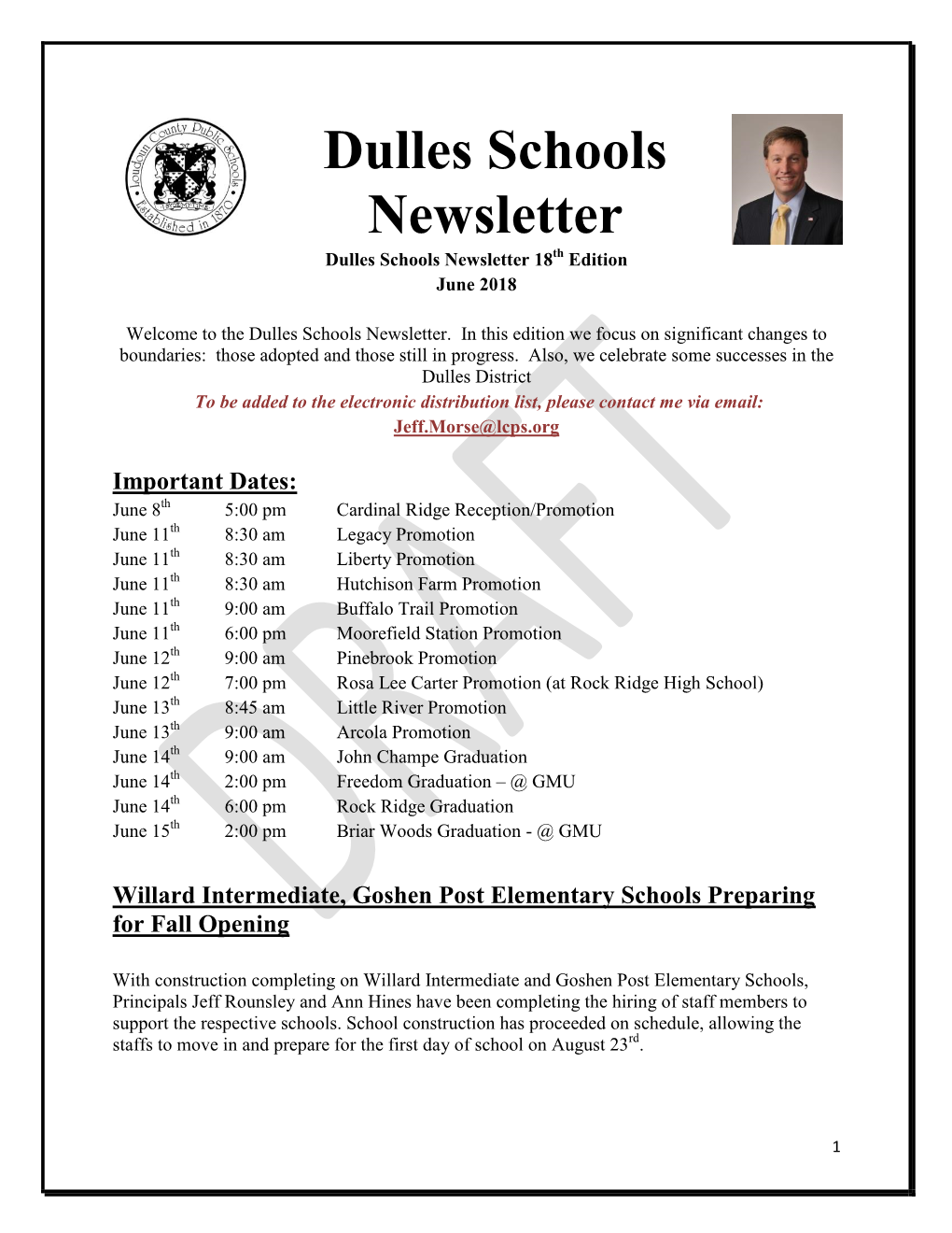 Dulles Schools Newsletter Dulles Schools Newsletter 18Th Edition June 2018