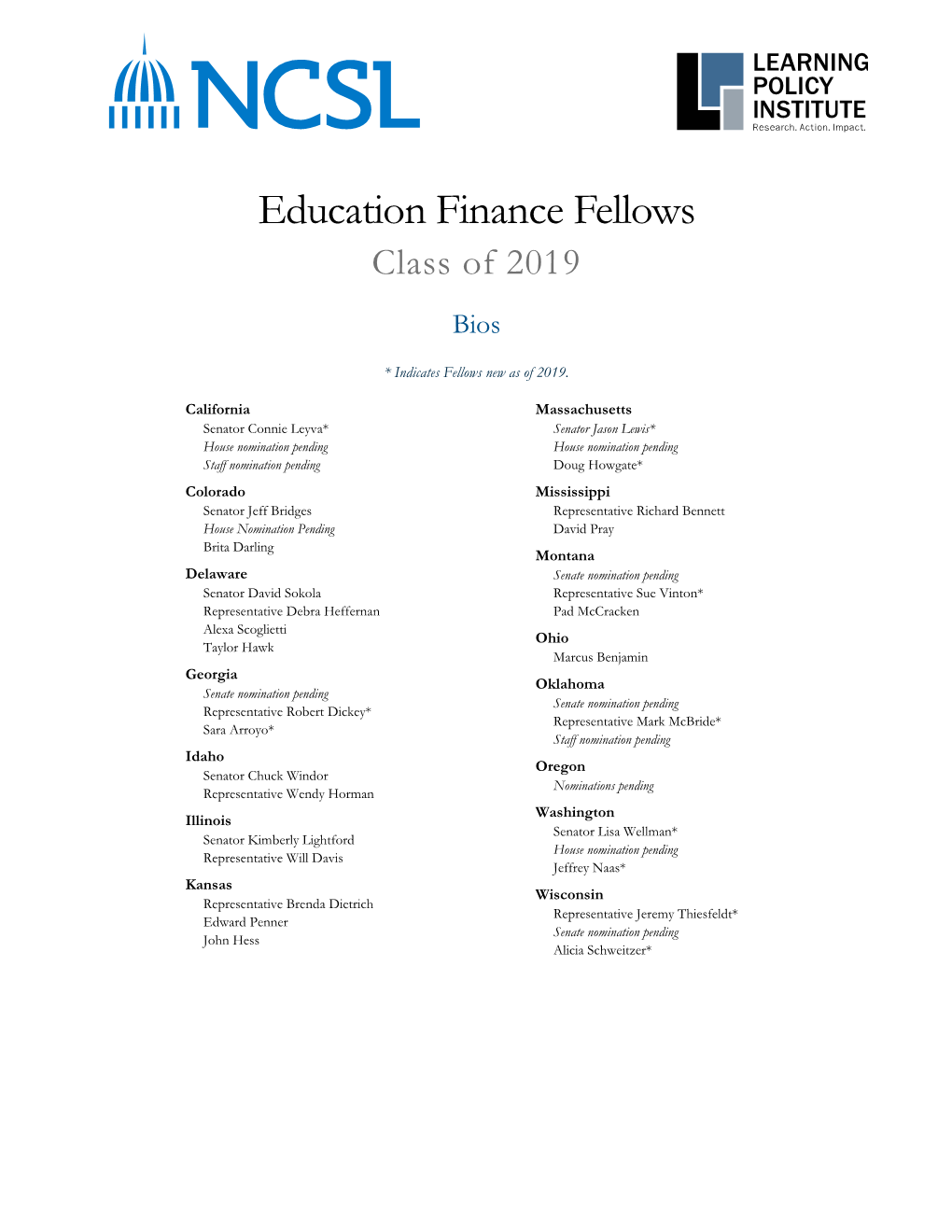 Education Finance Fellows Class of 2019