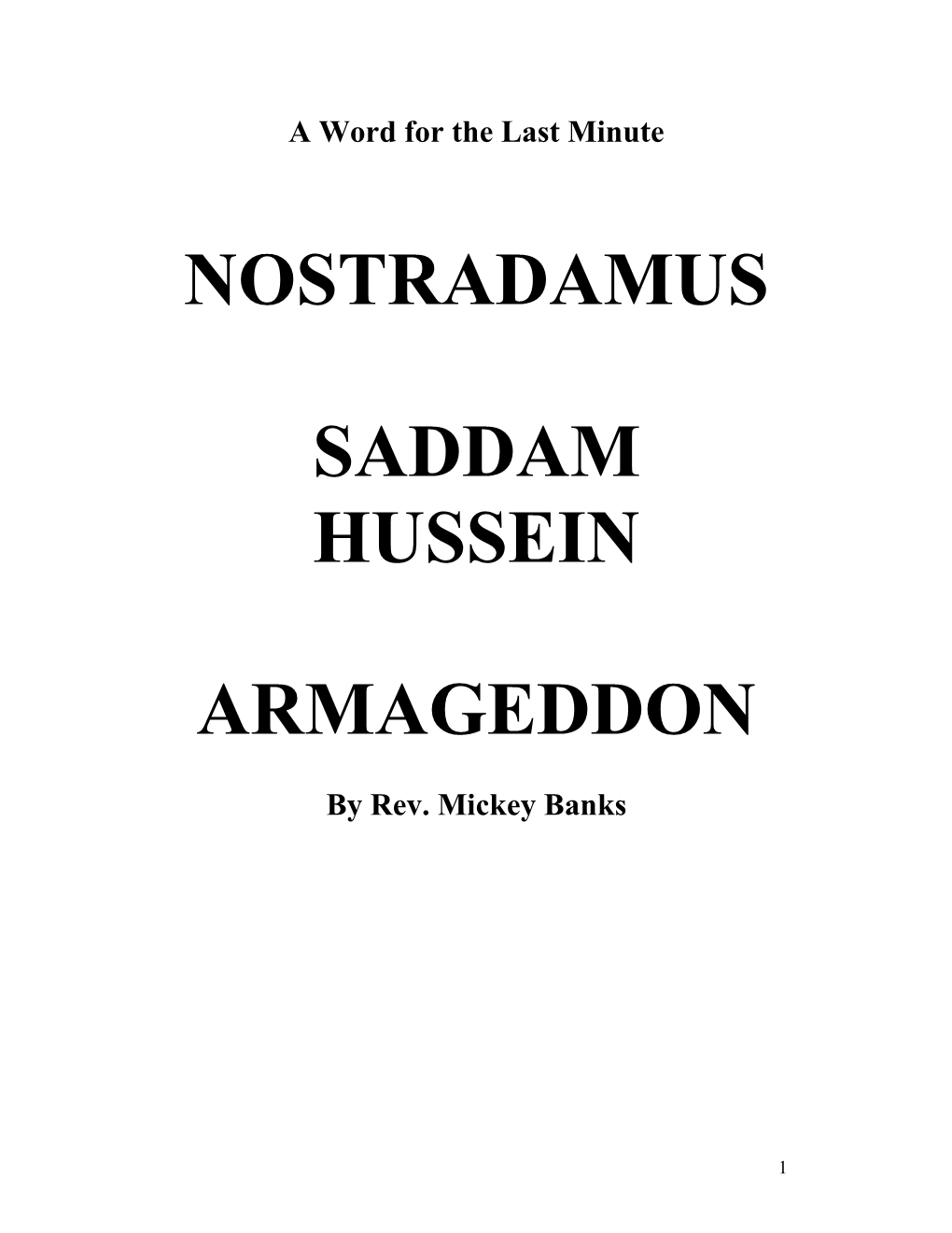Nostradamus Saddam Hussein Armageddon