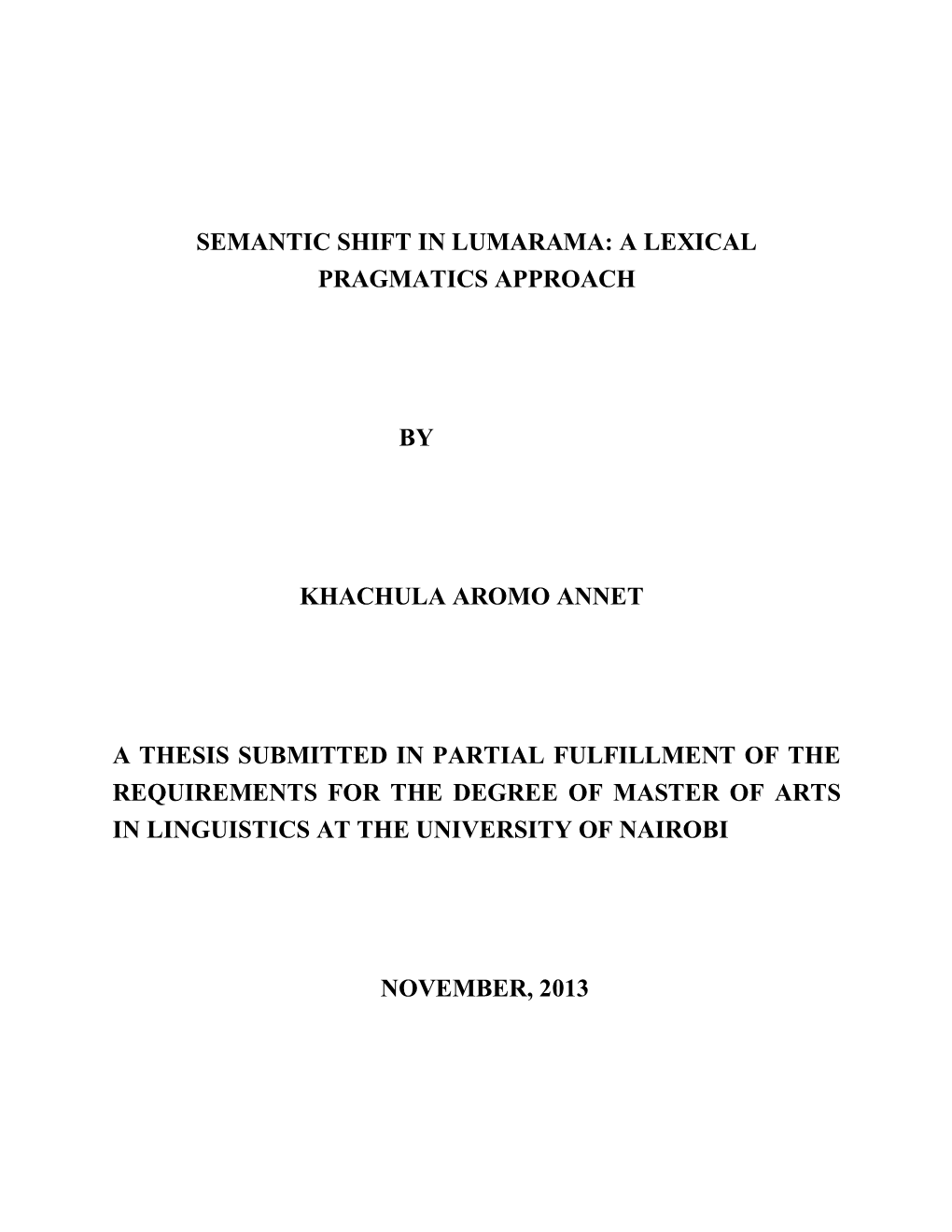 Semantic Shift in Lumarama: a Lexical Pragmatics Approach