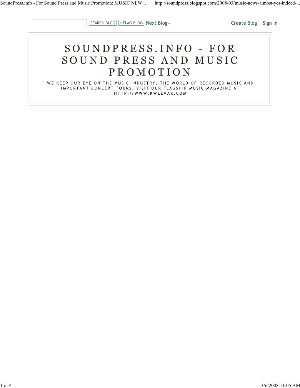 Soundpress.Info - for Sound Press and Music Promotion: MUSIC NEW