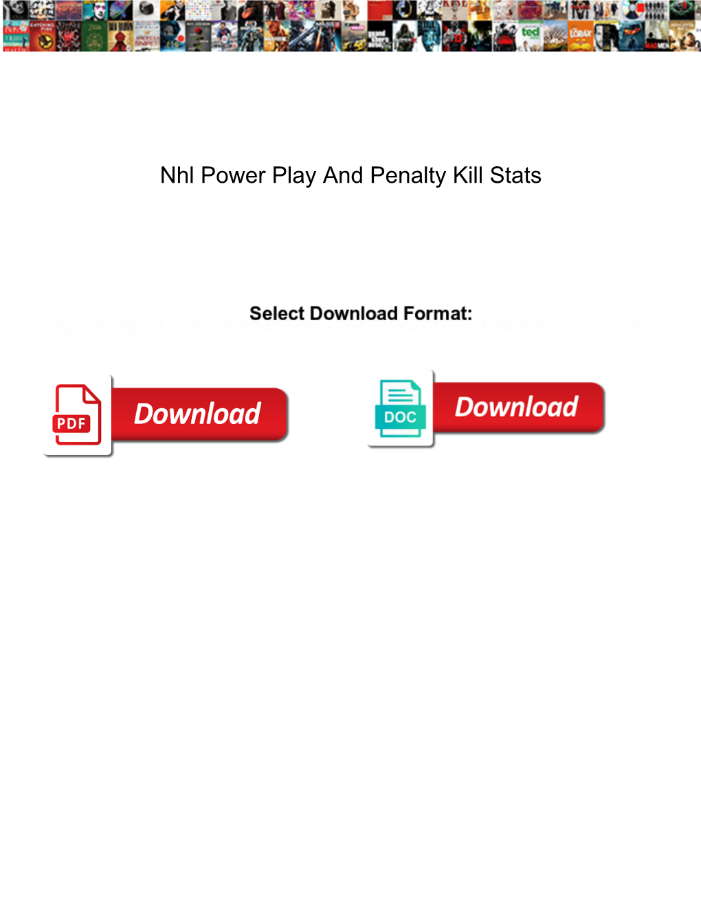 Nhl Power Play and Penalty Kill Stats