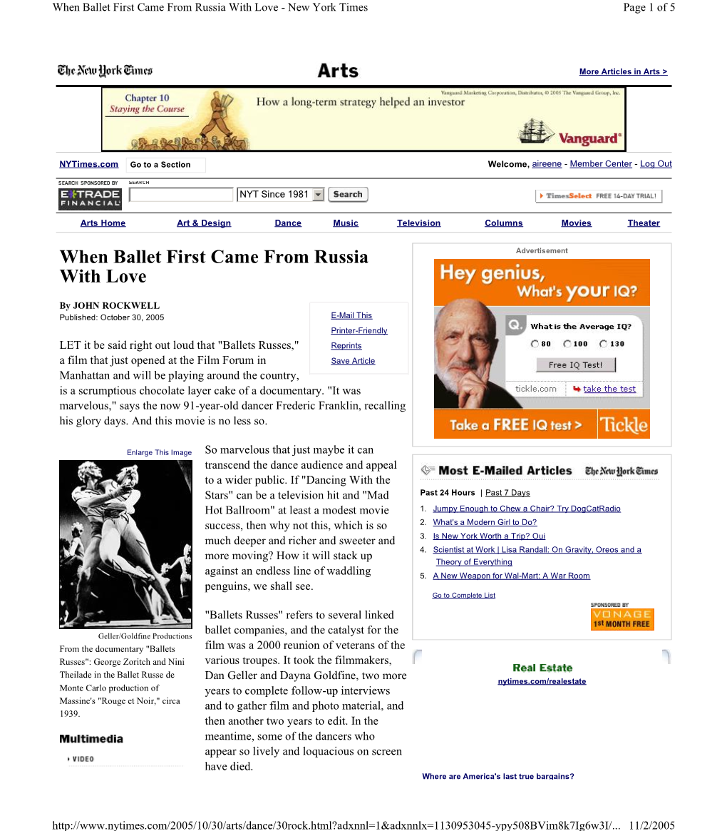 When Ballet First Came from Russia with Love ­ New York Times Page 1 of 5