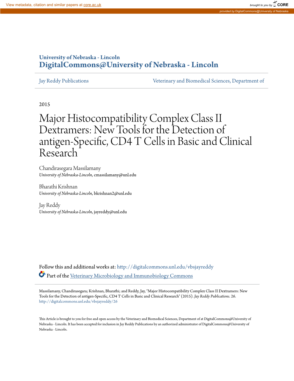 Major Histocompatibility Complex Class II Dextramers