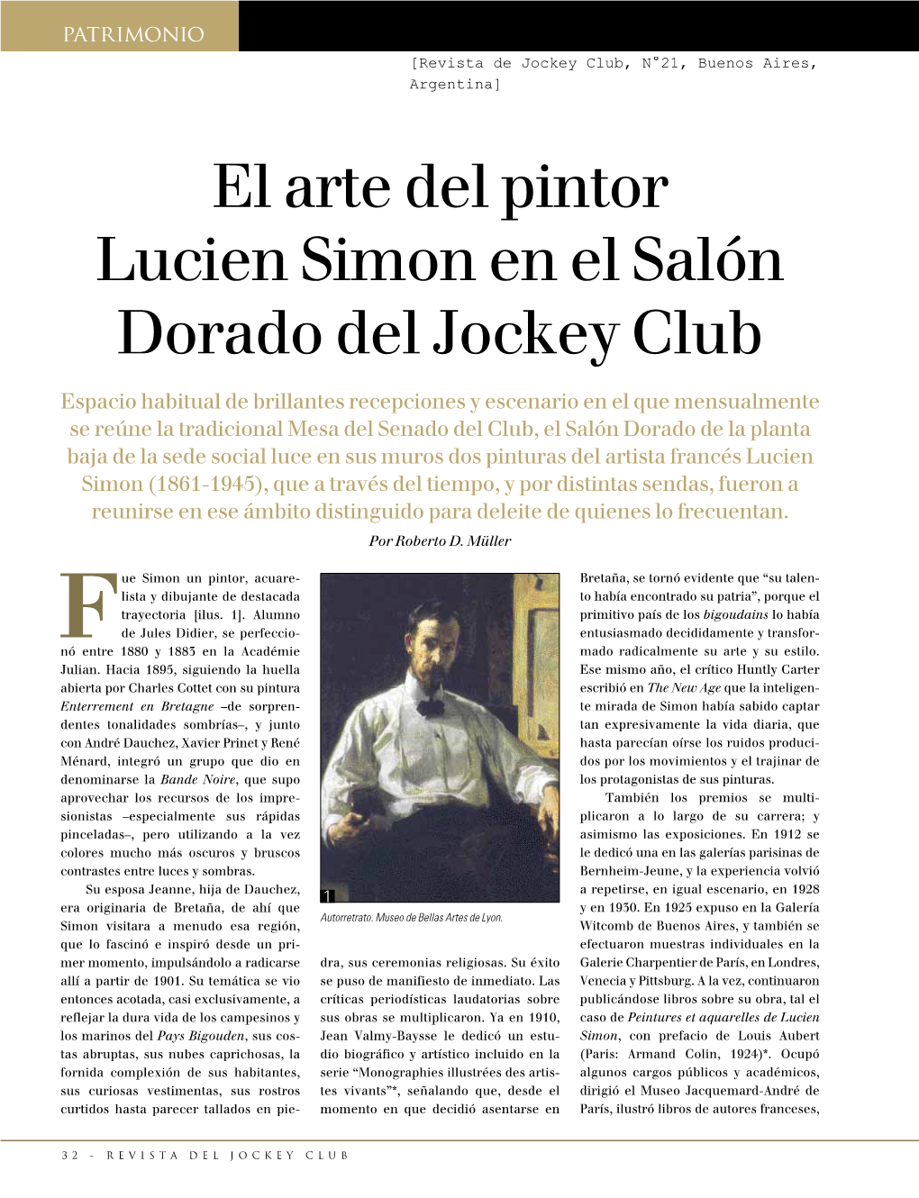 El Arte Del Pintor Lucien Simon En El Salón Dorado Del Jockey Club