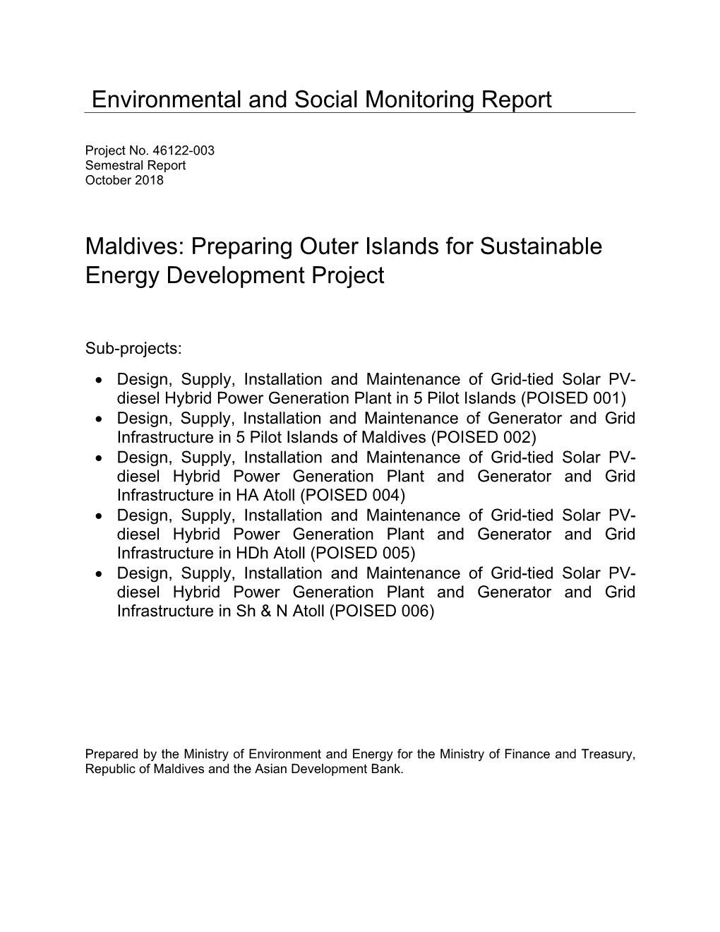 46122-003: Preparing Outer Islands for Sustainable Energy Development Project