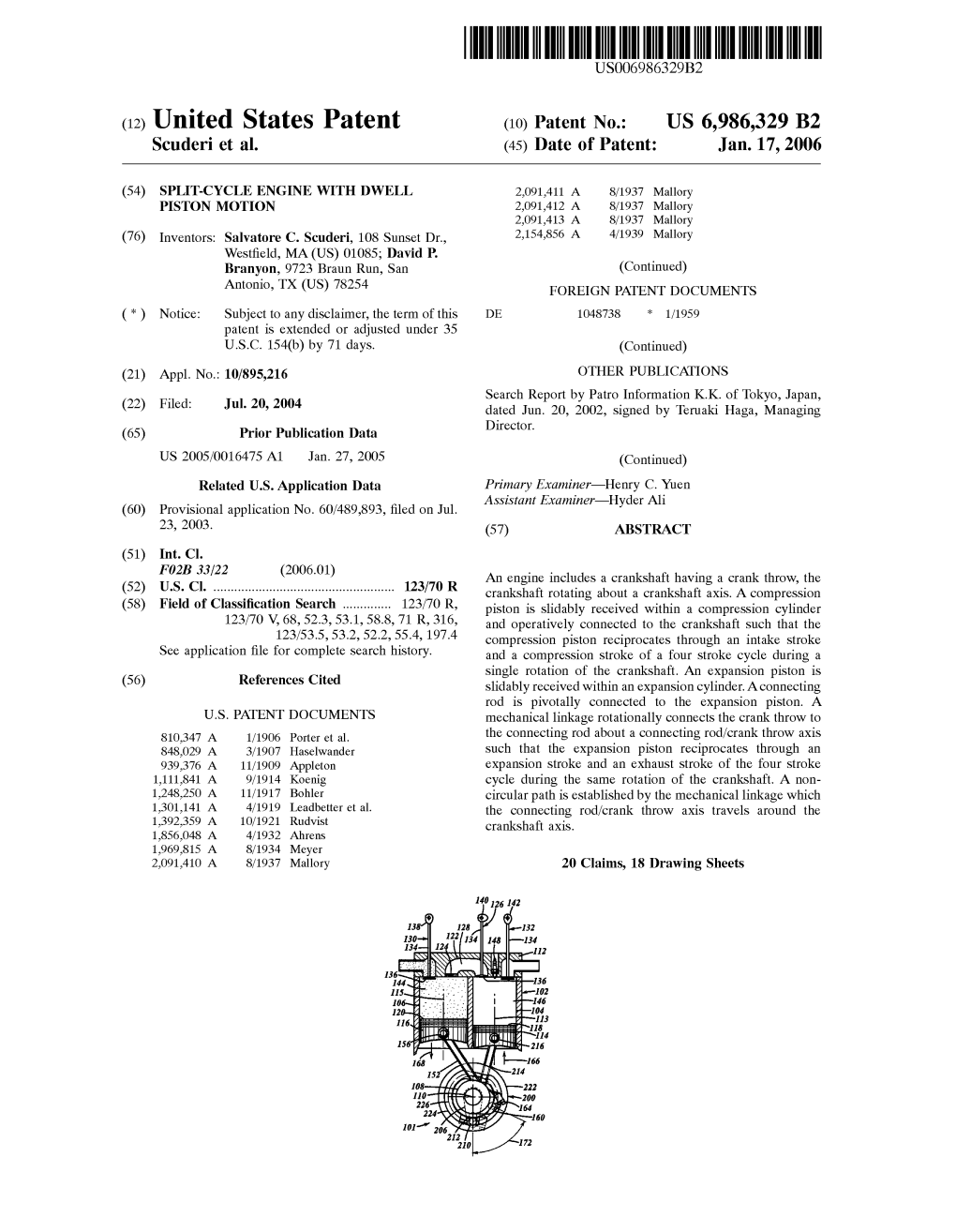 (12) United States Patent (10) Patent No.: US 6,986,329 B2 Scuderi Et Al