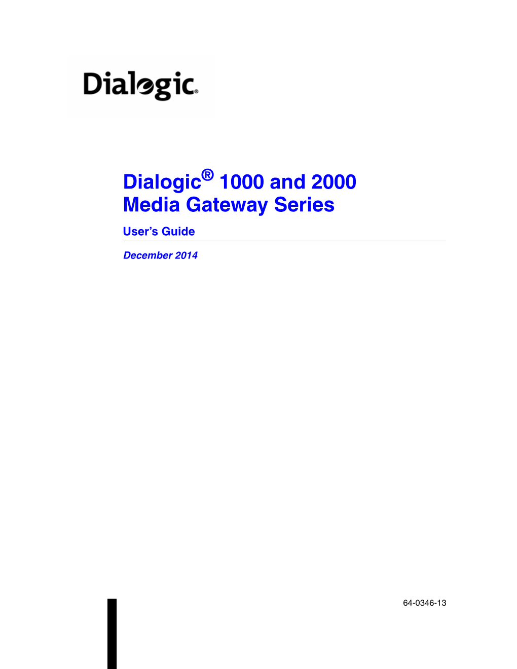 Dialogic 1000 and 2000 Media Gateway Series User's Guide