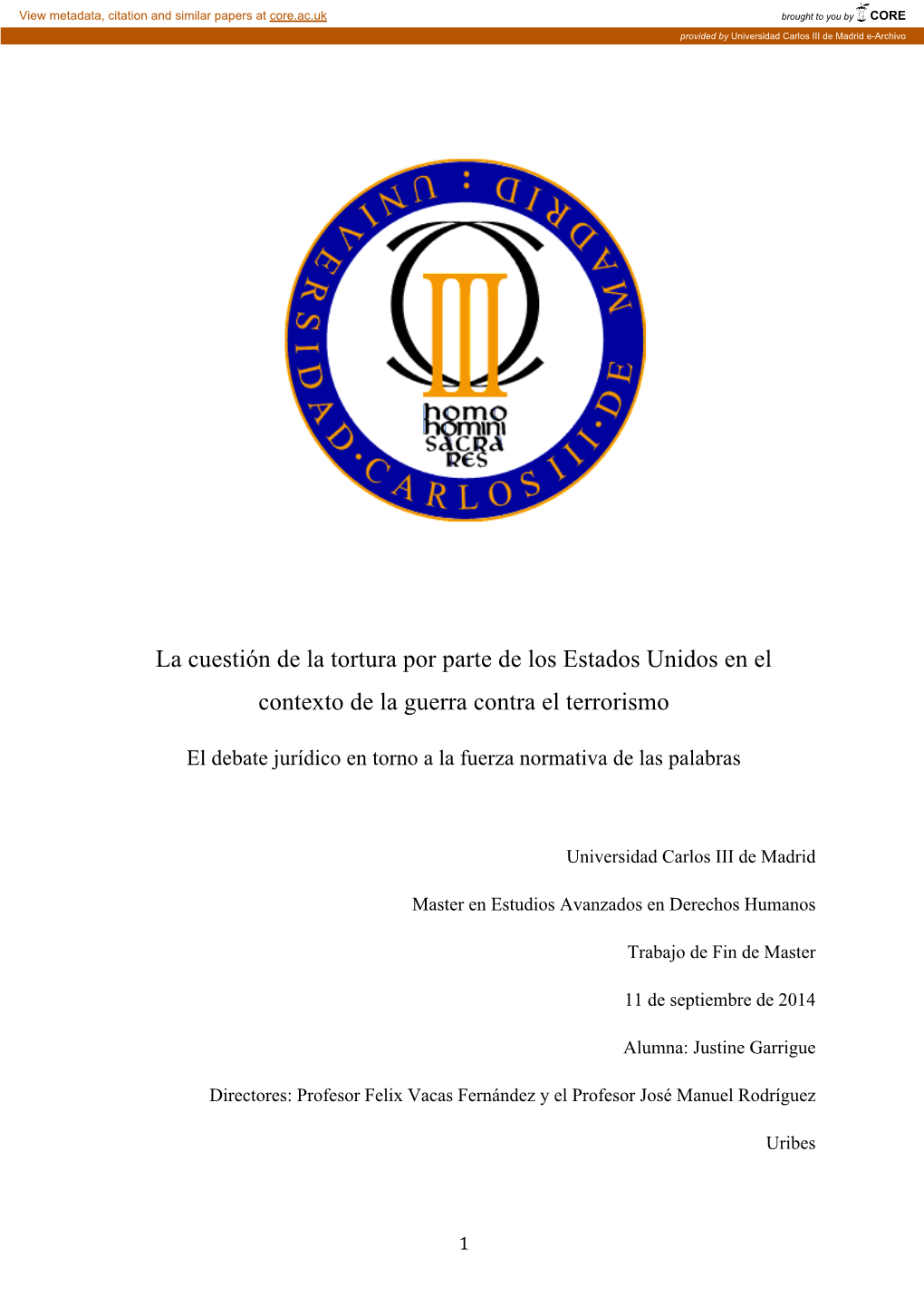 La Cuestión De La Tortura Por Parte De Los Estados Unidos En El Contexto De La Guerra Contra El Terrorismo