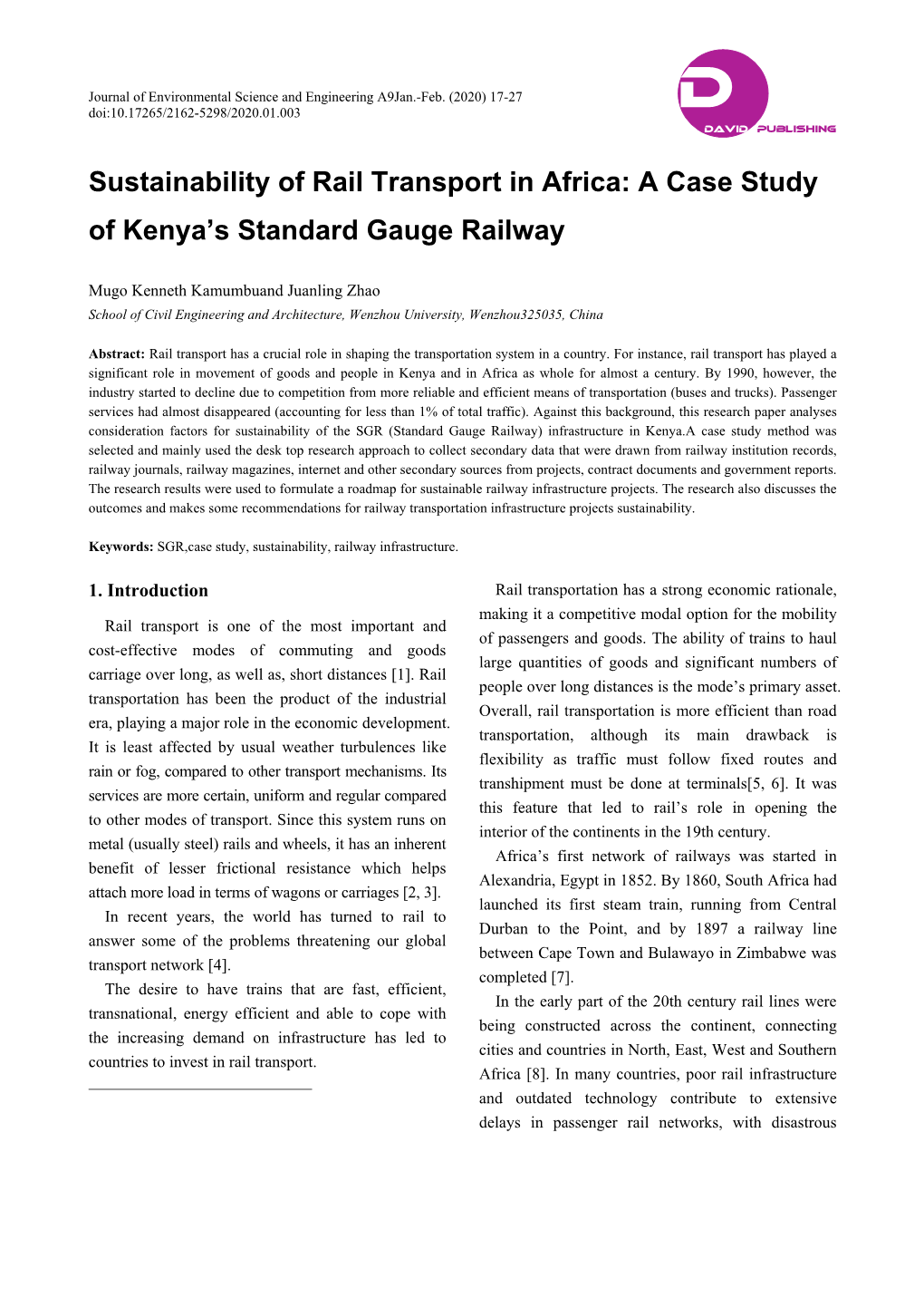 A Case Study of Kenya's Standard Gauge Railway