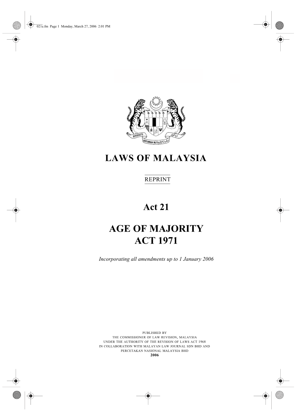 Age of Majority Act 1971