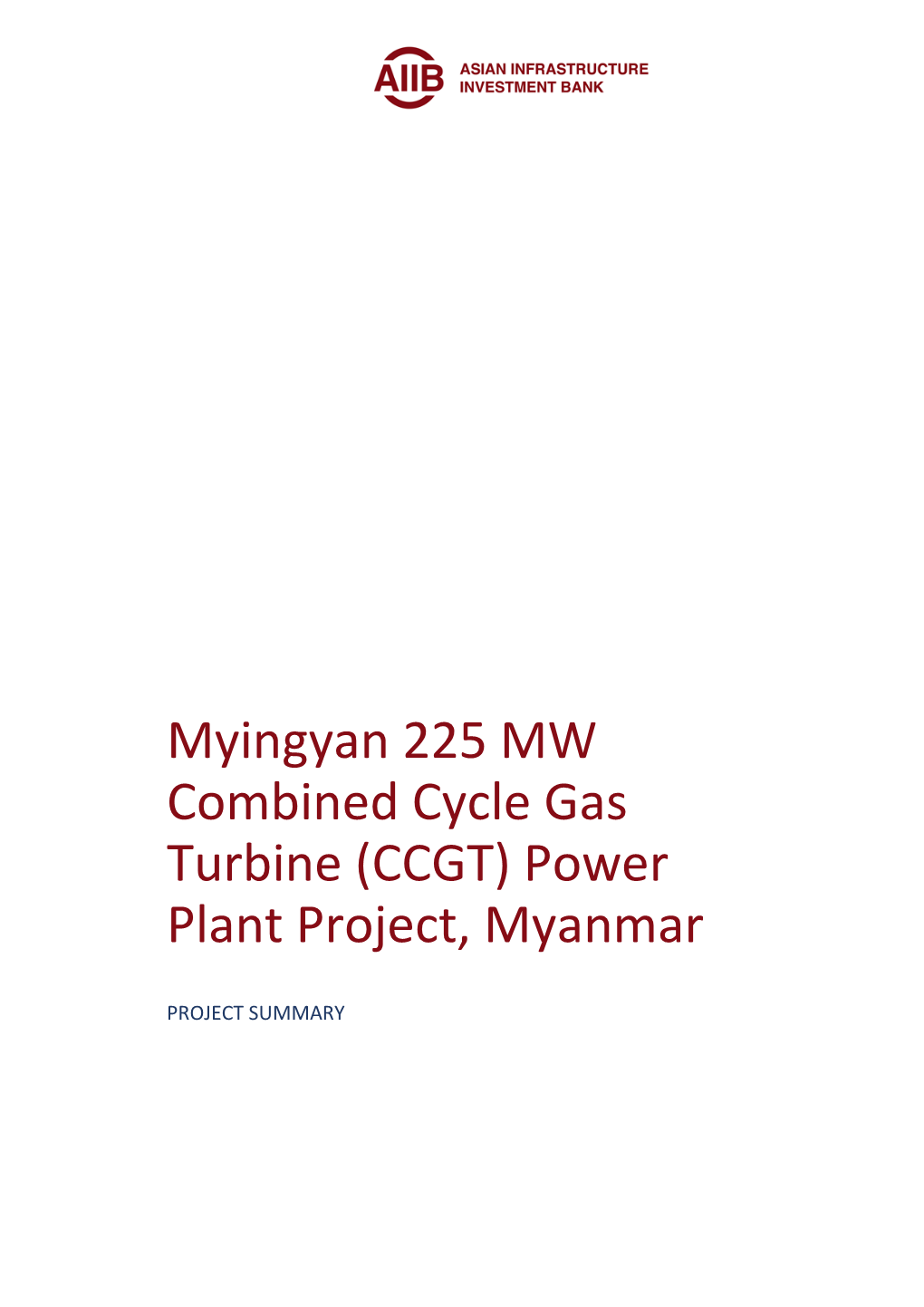 Myingyan 225 MW Combined Cycle Gas Turbine (CCGT) Power Plant Project, Myanmar