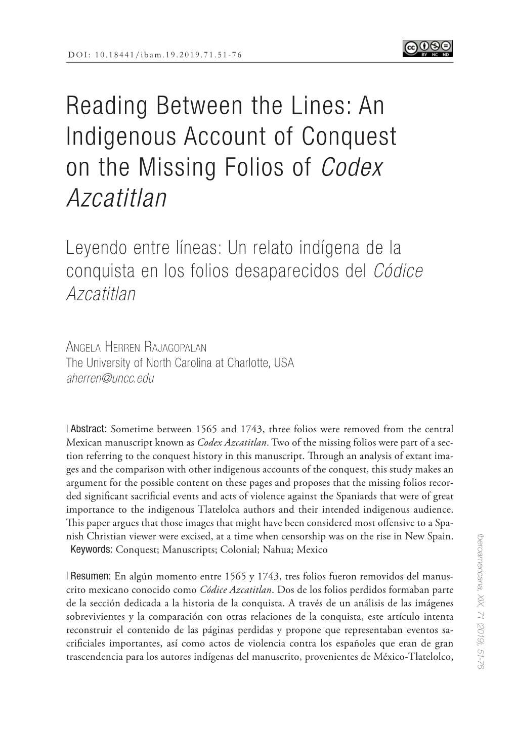 An Indigenous Account of Conquest on the Missing Folios of Codex