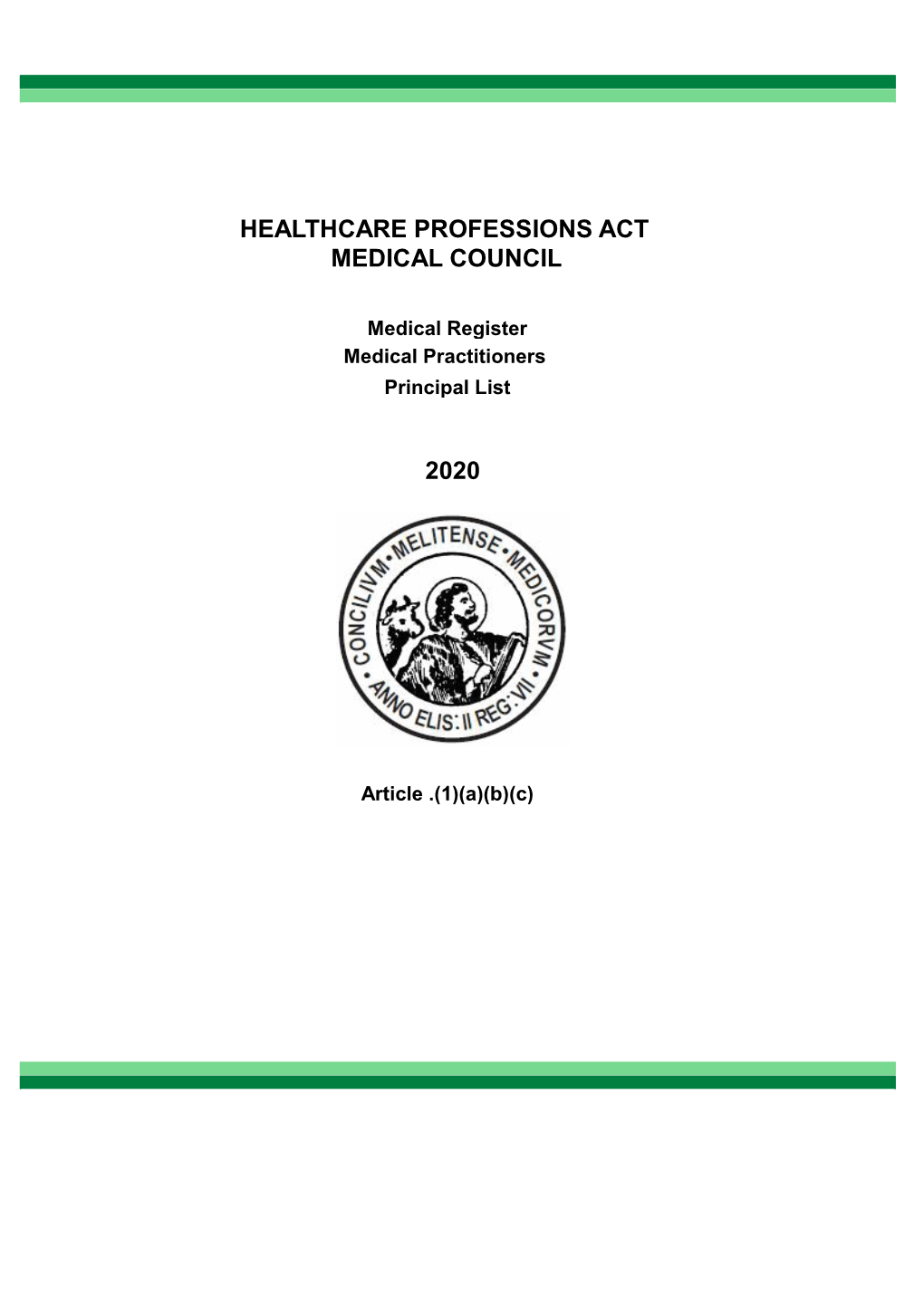 Healthcare Professions Act Medical Council 2020