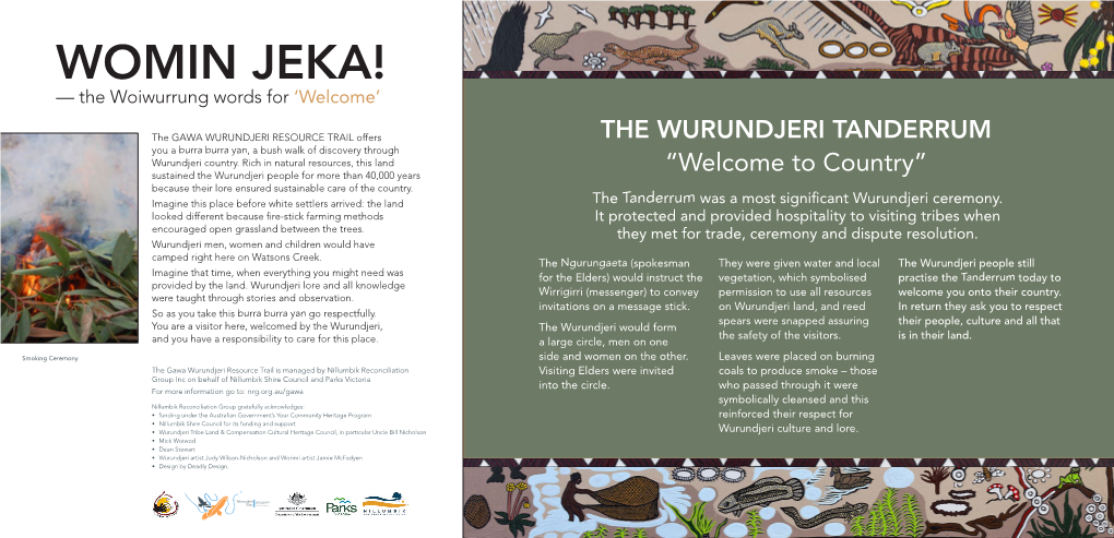 THE WURUNDJERI TANDERRUM “Welcome to Country”