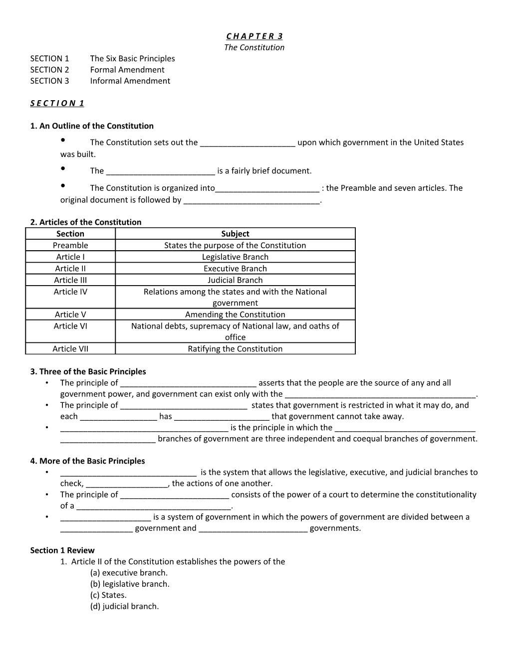 SECTION 1 the Six Basic Principles