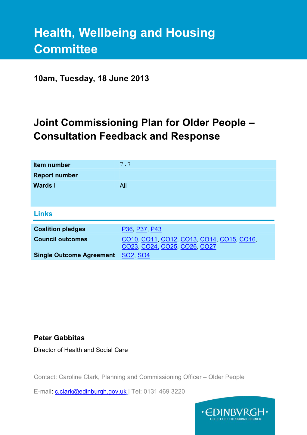 Health, Wellbeing and Housing Committee