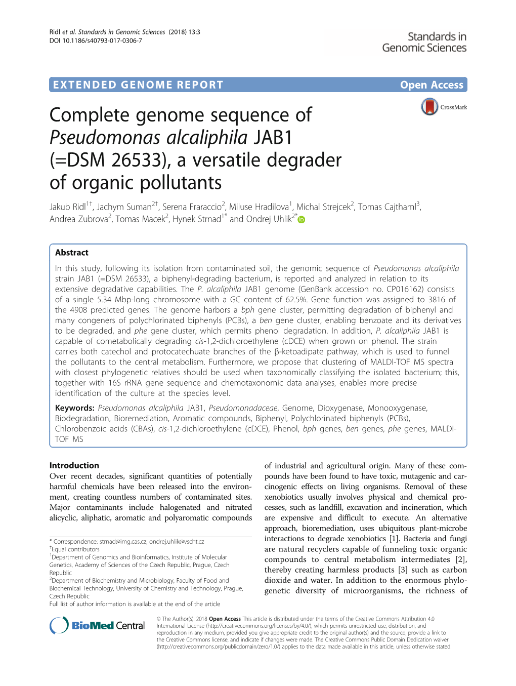 Complete Genome Sequence of Pseudomonas Alcaliphila JAB1