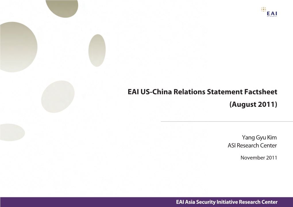 EAI US-China Relations Statement Factsheet (August 2011)