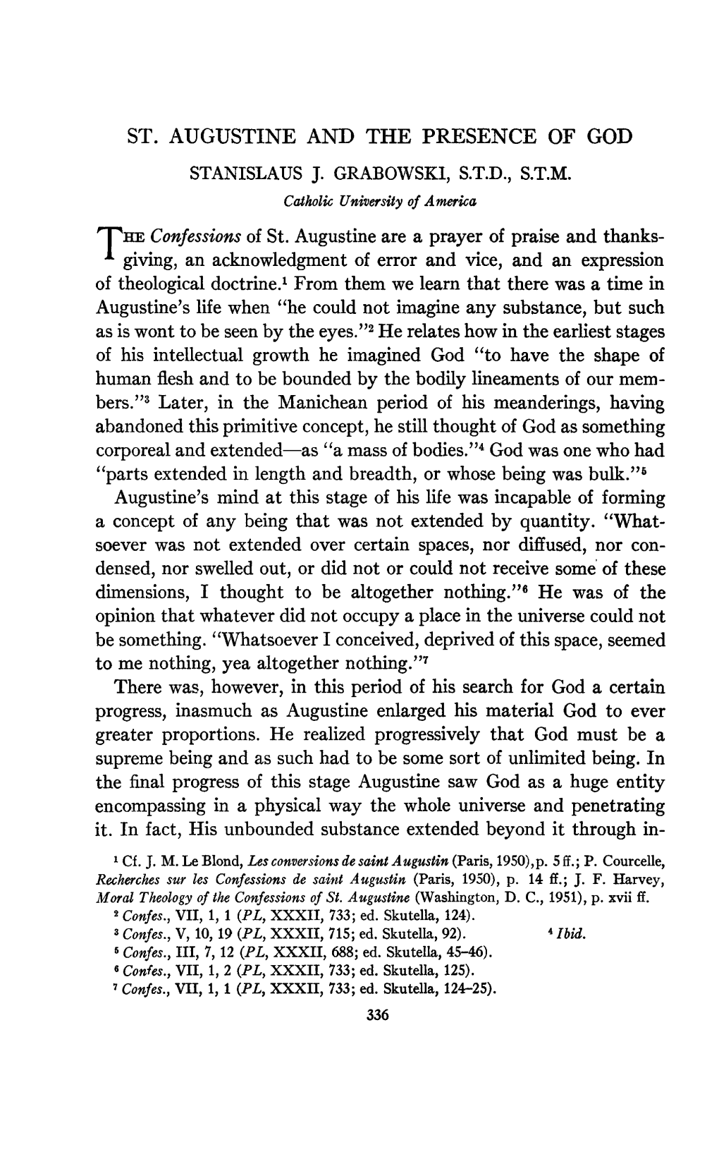 St. Augustine and the Presence of God Stanislaus J