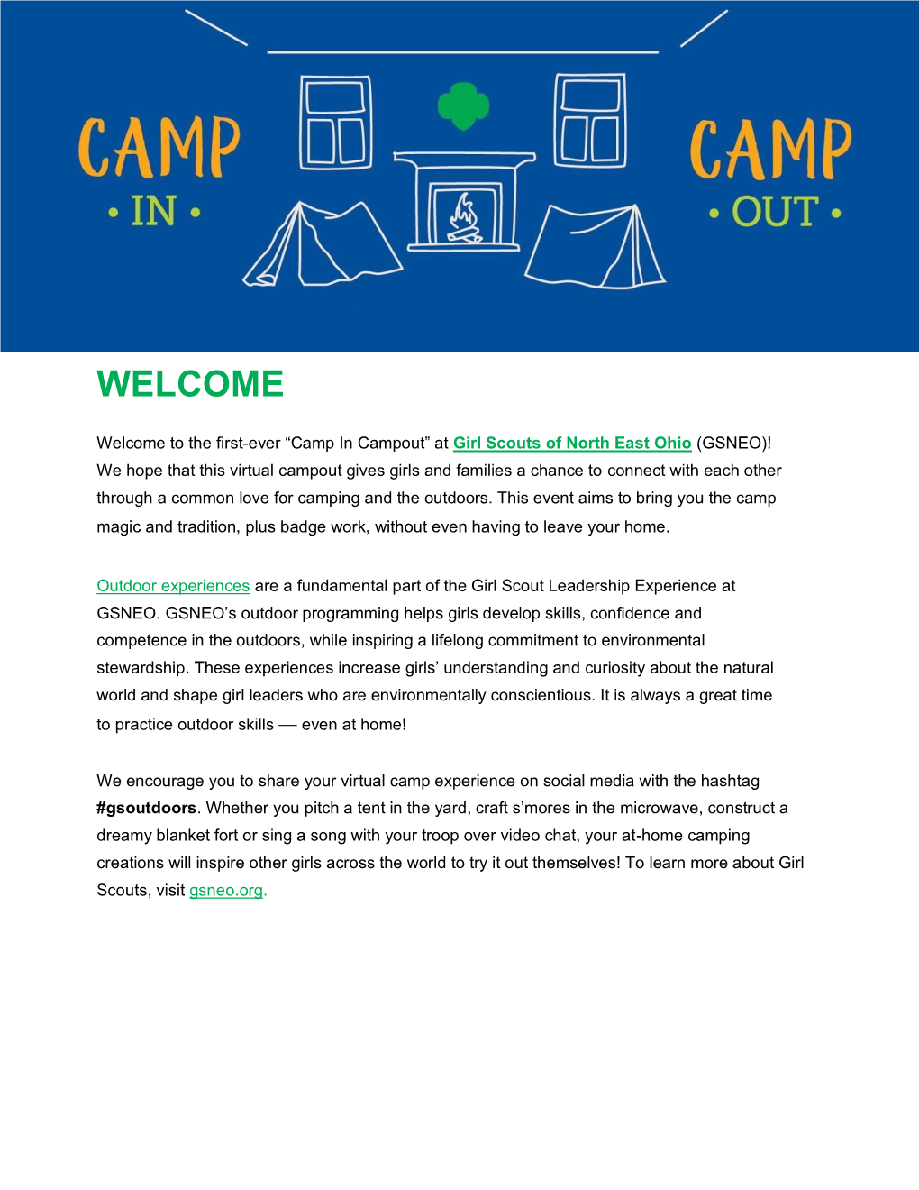 Camp in Campout Activity Packet