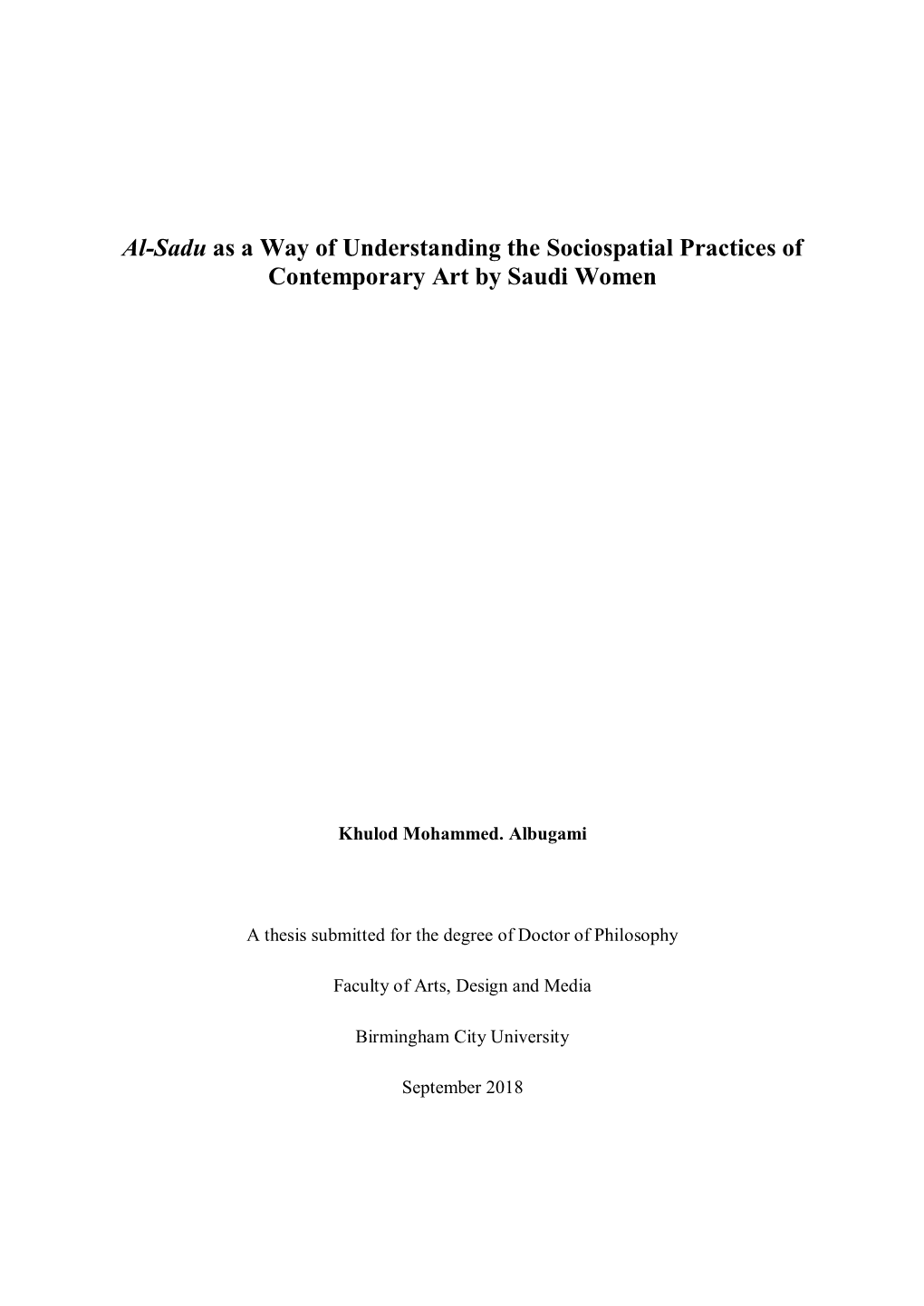 Al-Sadu As a Way of Understanding the Sociospatial Practices of Contemporary Art by Saudi Women