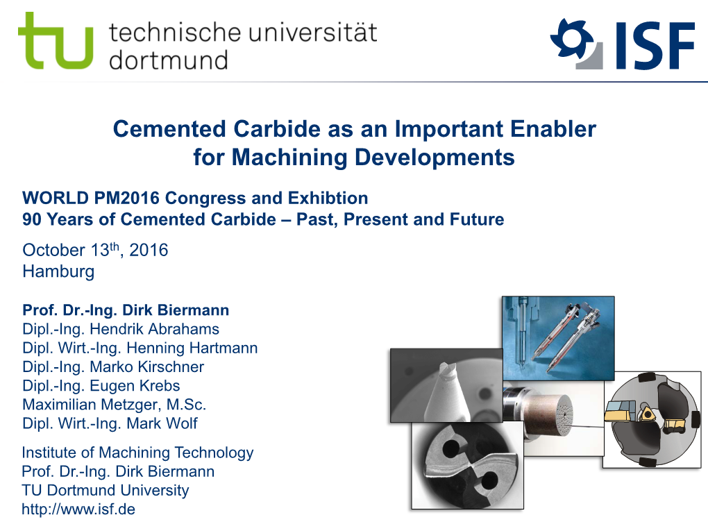 Pdf Cemented Carbide As an Important Enabler for Machining