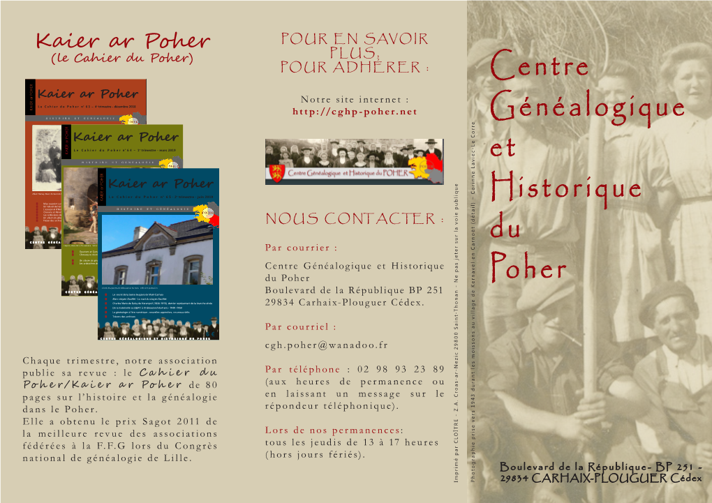 Centre Généalogique Et Historique Du Poher