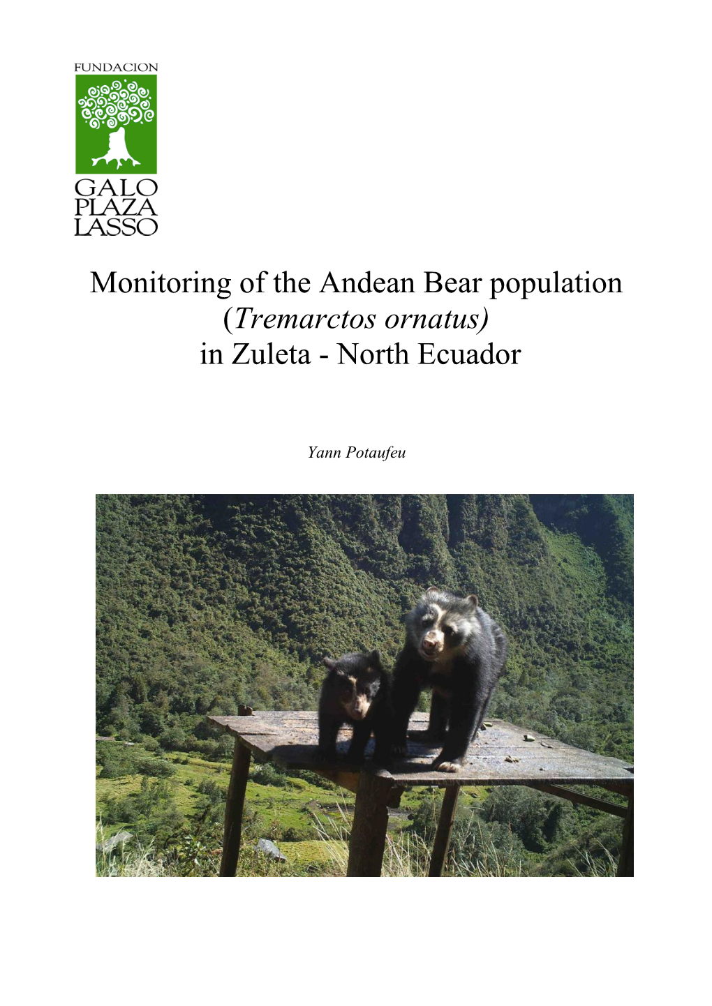 Monitoring of the Andean Bear Population (Tremarctos Ornatus) in Zuleta - North Ecuador