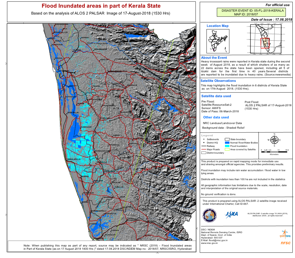 Flood Inundated Areas in Part of Kerala State