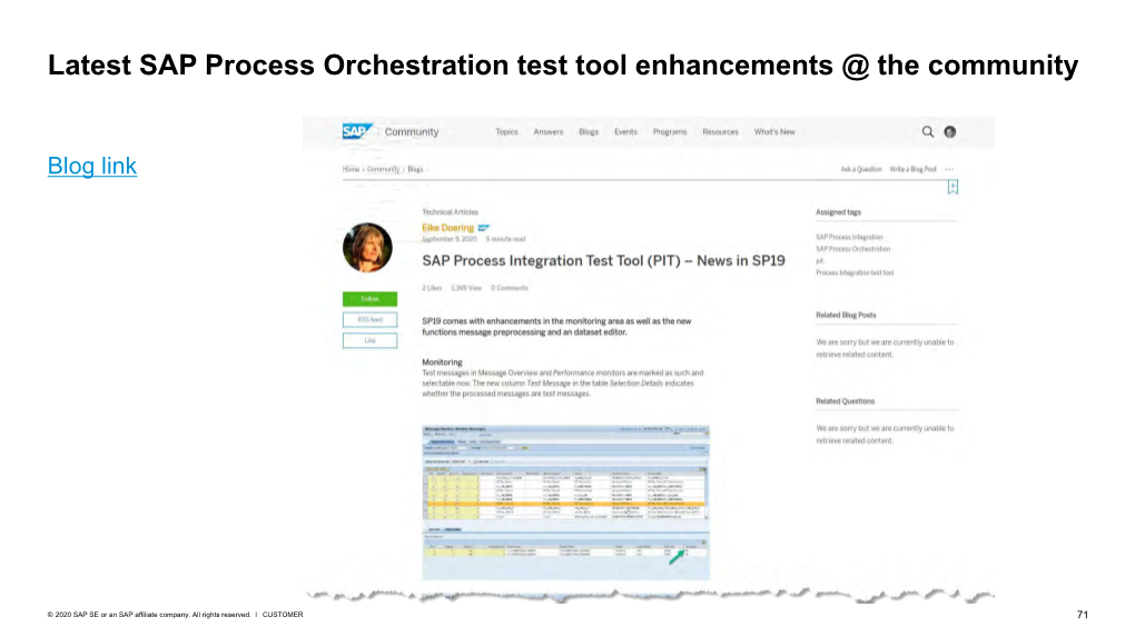 Latest SAP Process Orchestration Test Tool Enhancements @ the Community